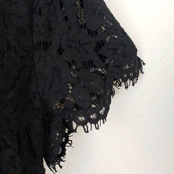 Michael Michael Kors black lace floral short sleeve modest midi dress sz 10 - Picture 6 of 15